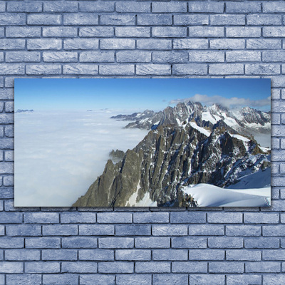 Canvas print Mountain fog landscape grey white