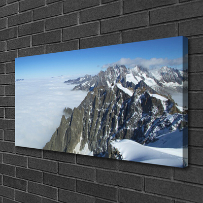 Canvas print Mountain fog landscape grey white