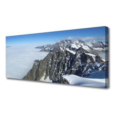 Canvas print Mountain fog landscape grey white