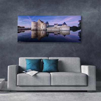 Canvas print Castle water architecture purple grey black