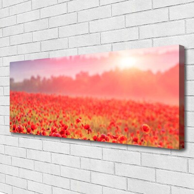 Canvas print Meadow flowers nature red green