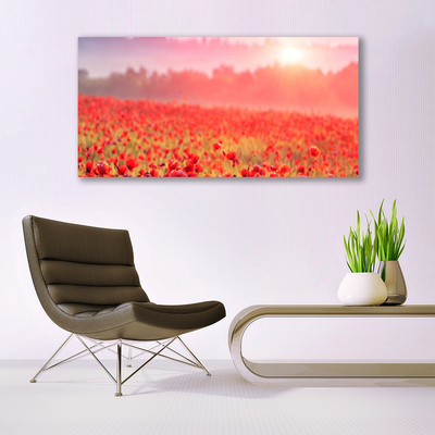 Canvas print Meadow flowers nature red green