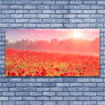 Canvas print Meadow flowers nature red green