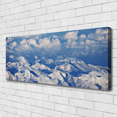 Canvas print Mountain clouds landscape white blue grey