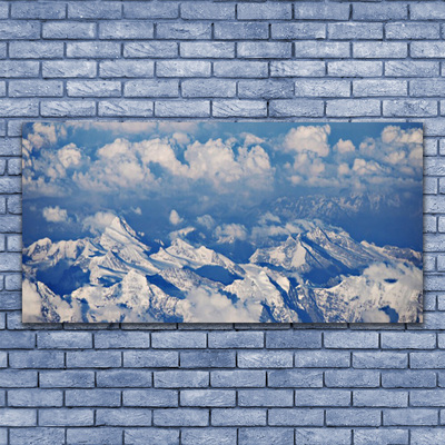 Canvas print Mountain clouds landscape white blue grey