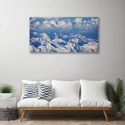 Canvas print Mountain clouds landscape white blue grey