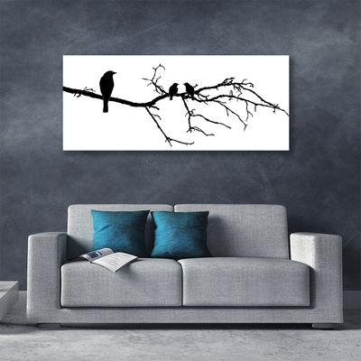 Canvas print Birds branch art black