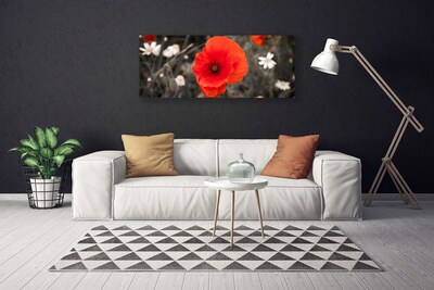 Canvas print Flower floral red grey