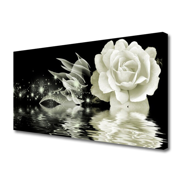 Canvas print Rose floral white black