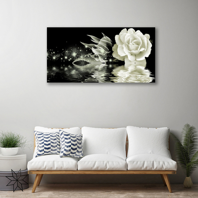 Canvas print Rose floral white black