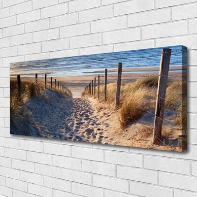 Canvas print Footpath sea landscape green yellow blue