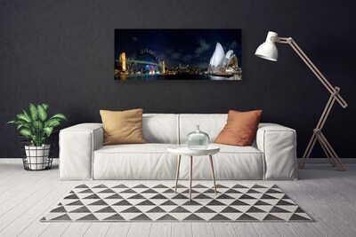 Canvas print Sydney bridge city architecture white blue black