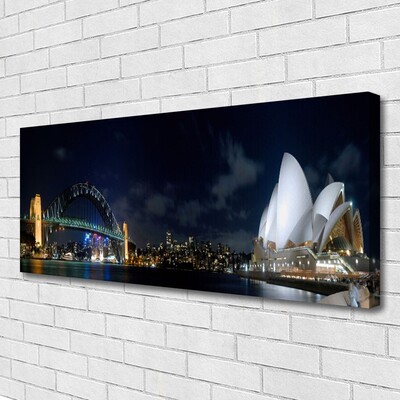 Canvas print Sydney bridge city architecture white blue black