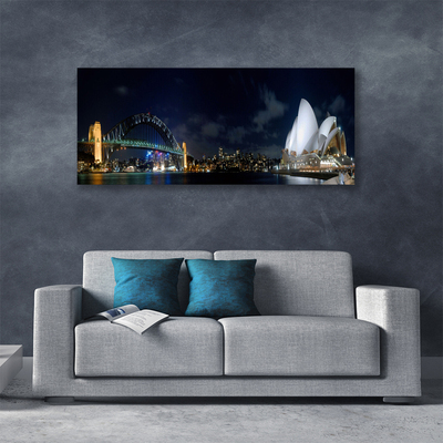 Canvas print Sydney bridge city architecture white blue black