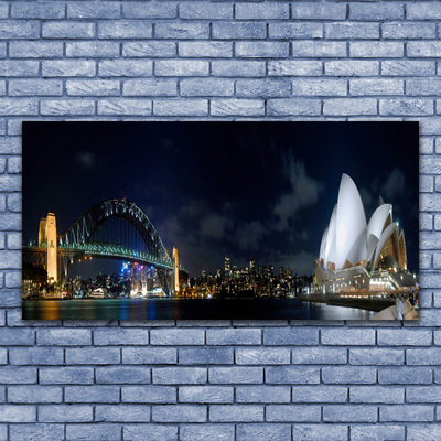 Canvas print Sydney bridge city architecture white blue black