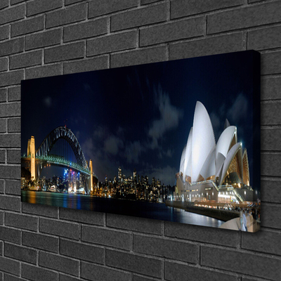 Canvas print Sydney bridge city architecture white blue black