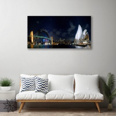 Canvas print Sydney bridge city architecture white blue black