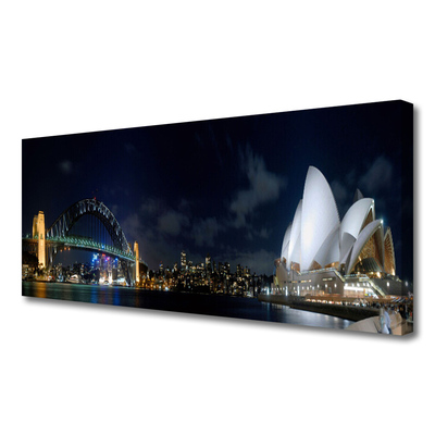 Canvas print Sydney bridge city architecture white blue black