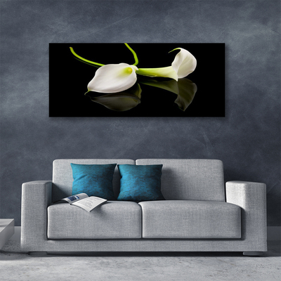 Canvas print Flowers floral white black