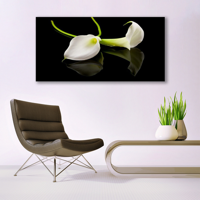 Canvas print Flowers floral white black