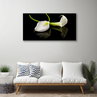 Canvas print Flowers floral white black