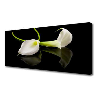 Canvas print Flowers floral white black