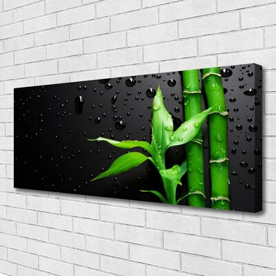 Canvas print Bamboo leaves floral green black