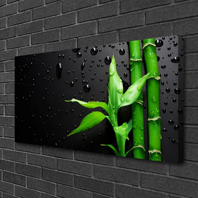 Canvas print Bamboo leaves floral green black