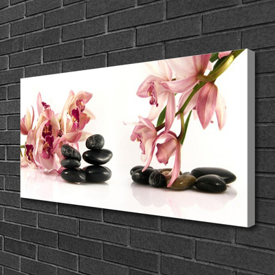 Canvas print Flower stones art brown black white