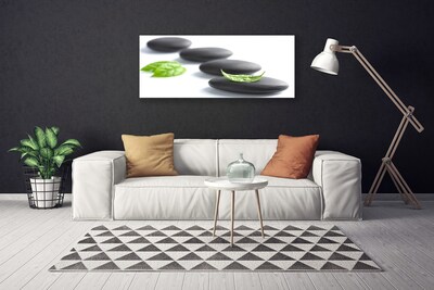 Canvas print Stones art black green white