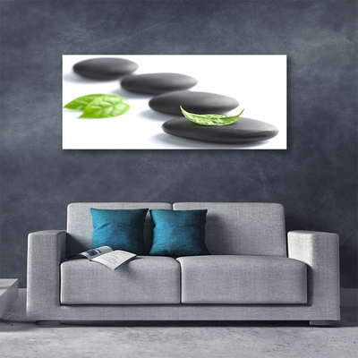 Canvas print Stones art black green white