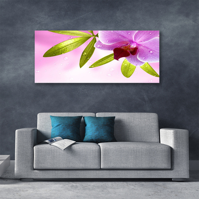 Canvas print Flower leaves floral pink green