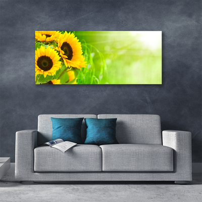 Canvas print Sunflowers floral brown yellow green