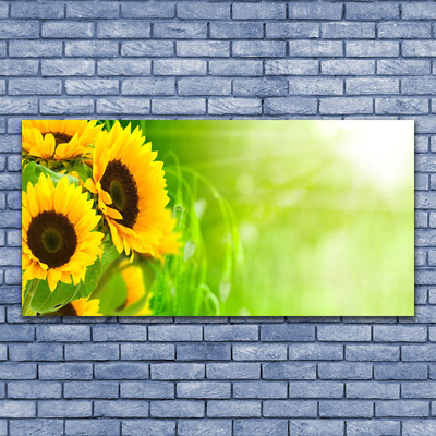 Canvas print Sunflowers floral brown yellow green