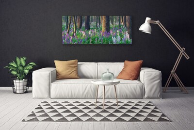 Canvas print Forest flowers nature purple green brown