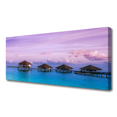 Canvas print Sea architecture blue brown pink