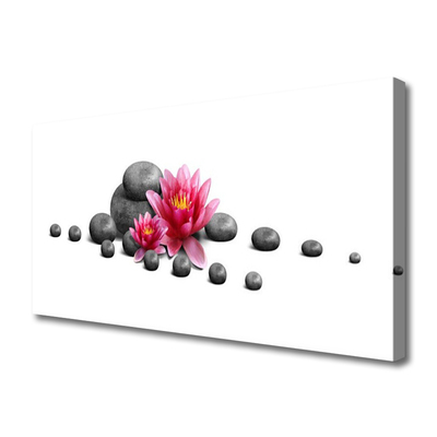 Canvas print Flower stones art red grey white