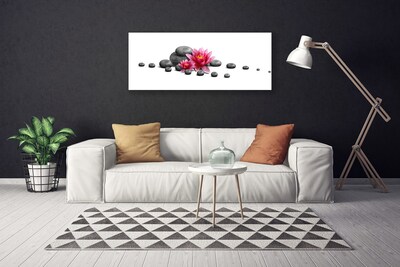 Canvas print Flower stones art red grey white