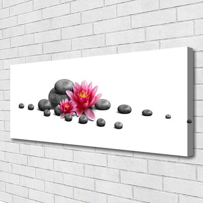 Canvas print Flower stones art red grey white