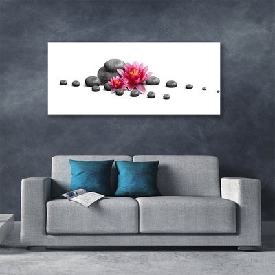 Canvas print Flower stones art red grey white