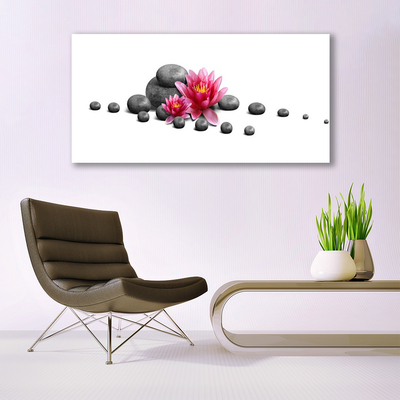 Canvas print Flower stones art red grey white