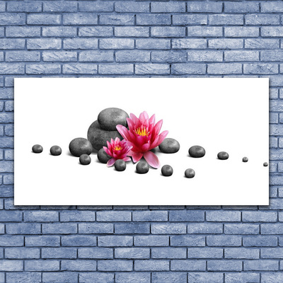 Canvas print Flower stones art red grey white