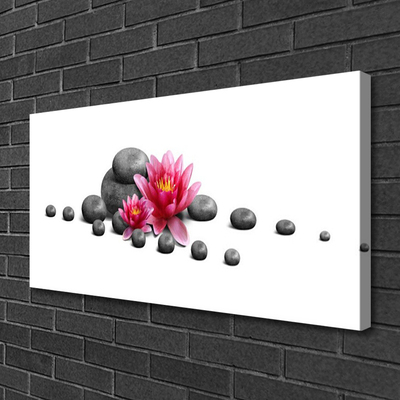 Canvas print Flower stones art red grey white