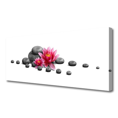 Canvas print Flower stones art red grey white