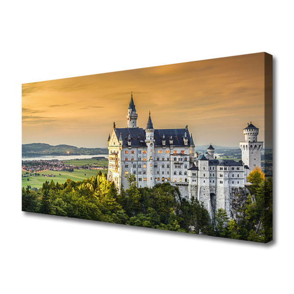 Canvas print Château landscape green grey yellow