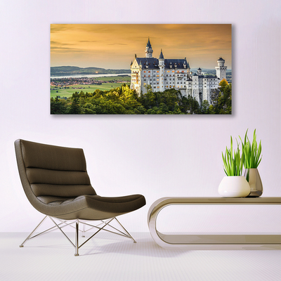 Canvas print Château landscape green grey yellow