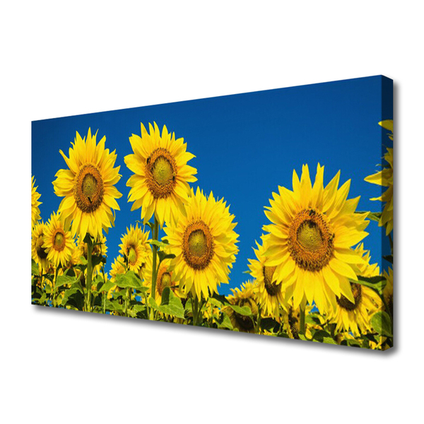 Canvas print Sunflowers floral yellow green