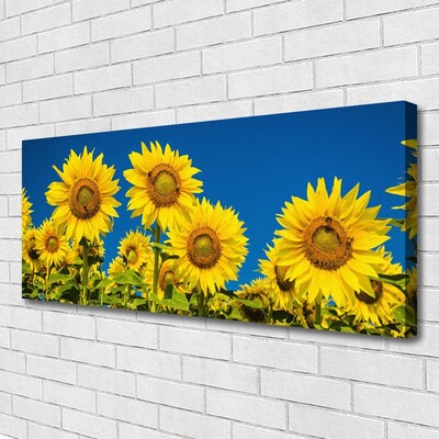 Canvas print Sunflowers floral yellow green