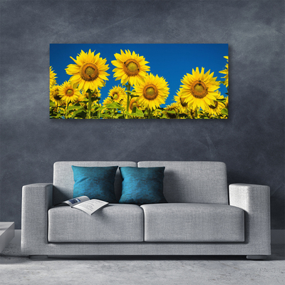 Canvas print Sunflowers floral yellow green