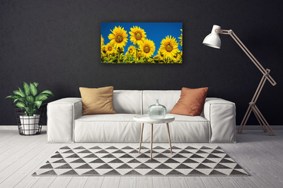 Canvas print Sunflowers floral yellow green